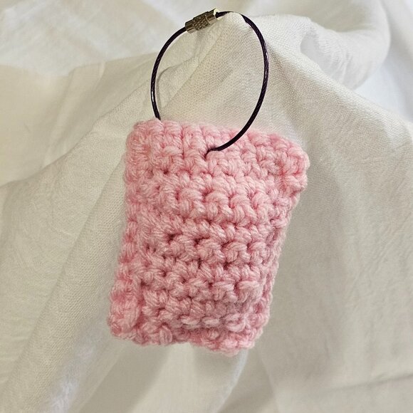 Crochet Amigurumi Strawberry Toaster Pastry Keychain - Picture 3 of 3